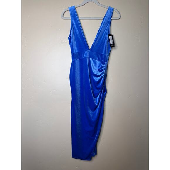 NWT Nasty Gal Plunging Velvet V-Neckline Split Midi Dress size 8 - Picture 2 of 10